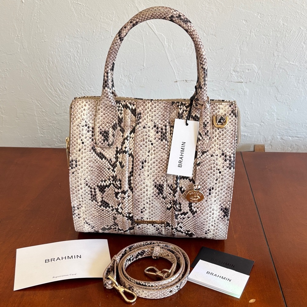 Brahmin Small Caroline Beige Sandcastle Leather Bag